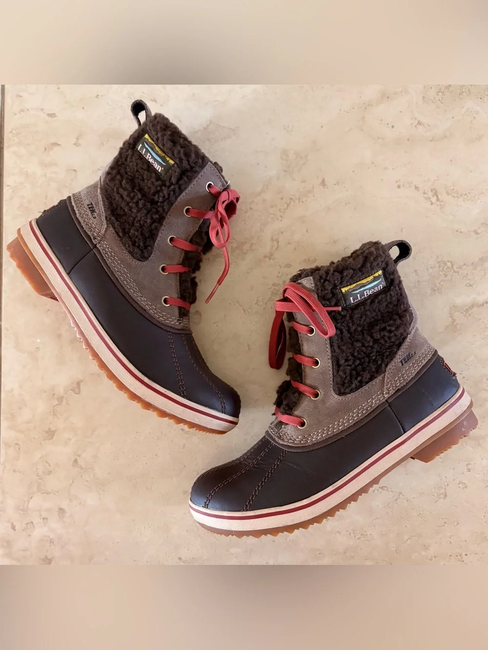 L.L. BEAN Rangeley Pac Ankle Boots Waterproof Insulated Brown Sherpa | Size 8